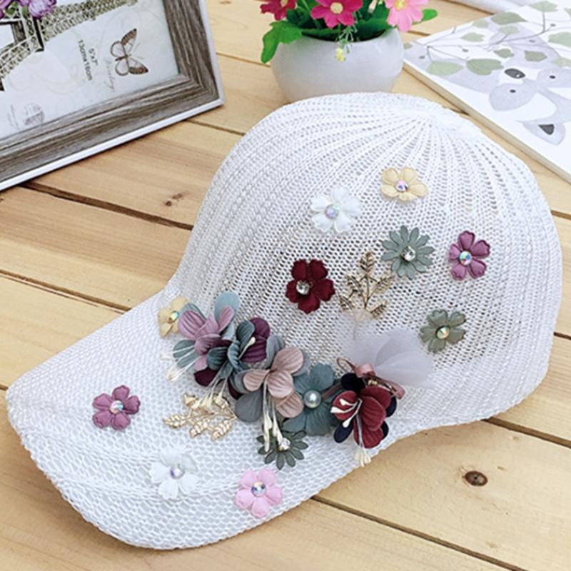 Nữ của Mũ Bóng Chày Nóng Kim Cương Hoa Bé Gái Mũ Snapback Người Phụ Nữ trai Nữ Lưới Mùa Hè Hat