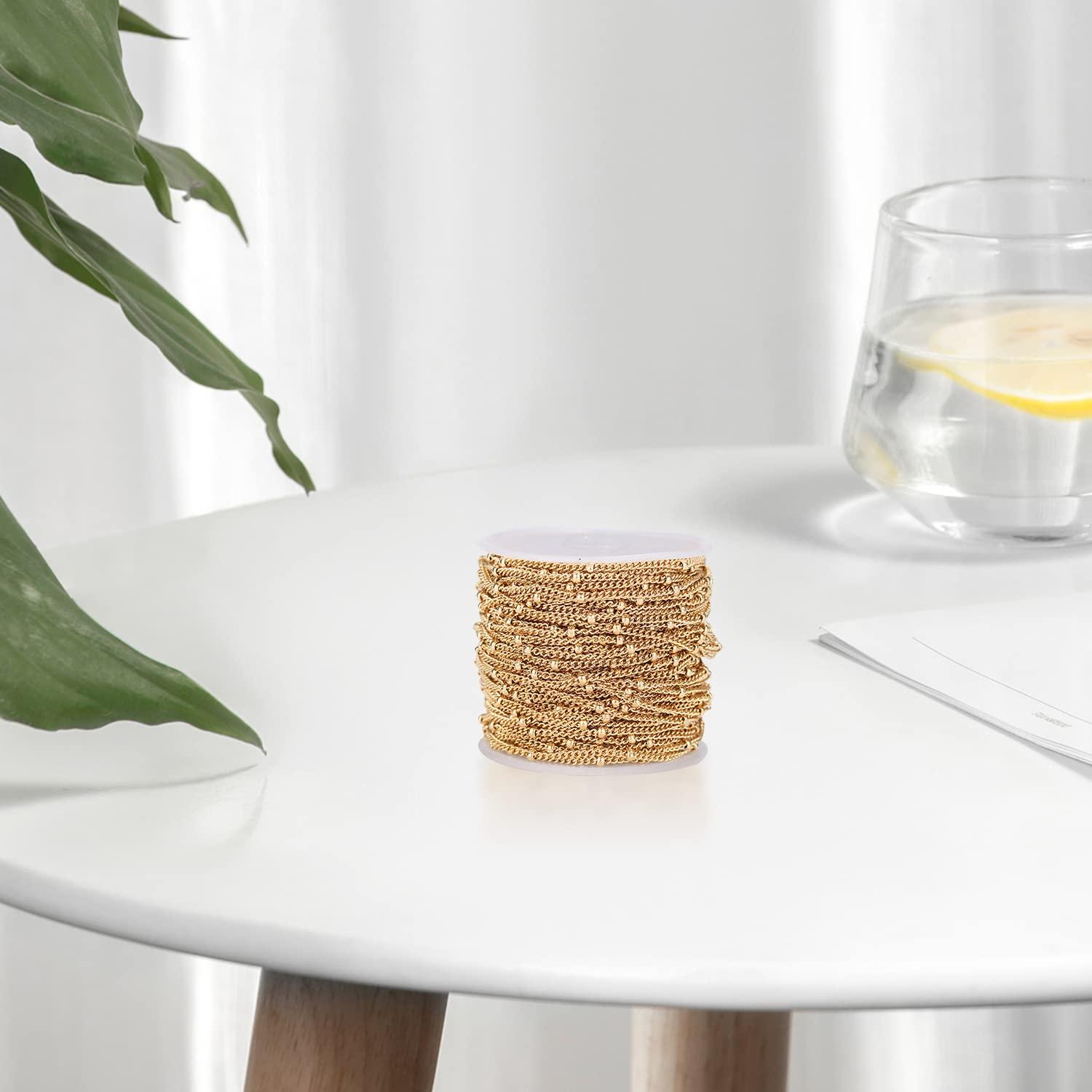 Chuỗi trang sức 5 mét bằng thép không gỉ Golden Gold DIY Sản xuất Lớp Vòng đeo tay Pearl Vòng đeo tay dây chuyền Chuỗi trang trí Chuỗi trang trí