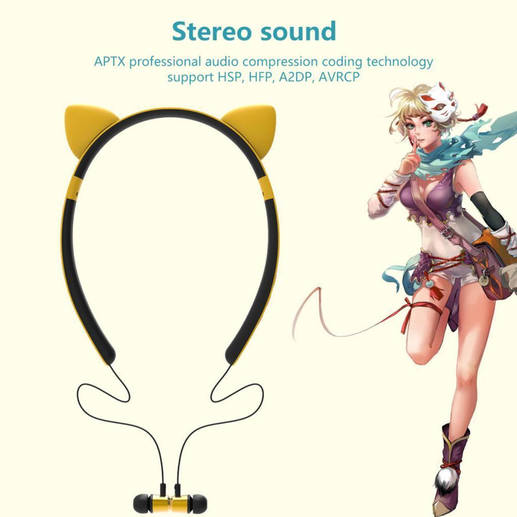 Wireless Bluetooth Headphones Neckband Headse Sports Stereo Magnetic Earphones with Mic Yellow