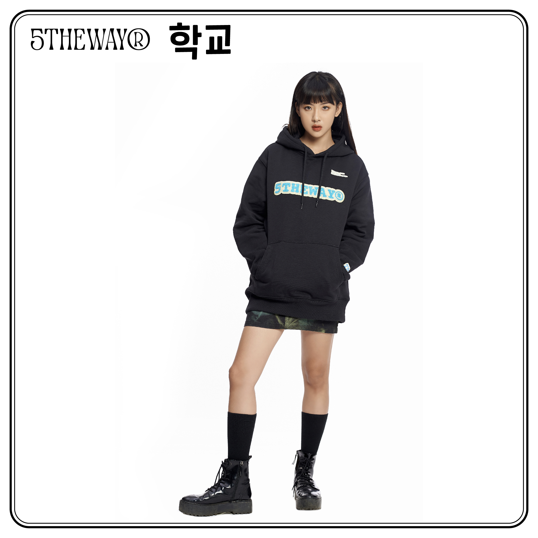 Áo Khoác Hoodie 5THEWAY Màu Đen aka /sketch/ Embroider Traditional Fit Hoodie in BLACK