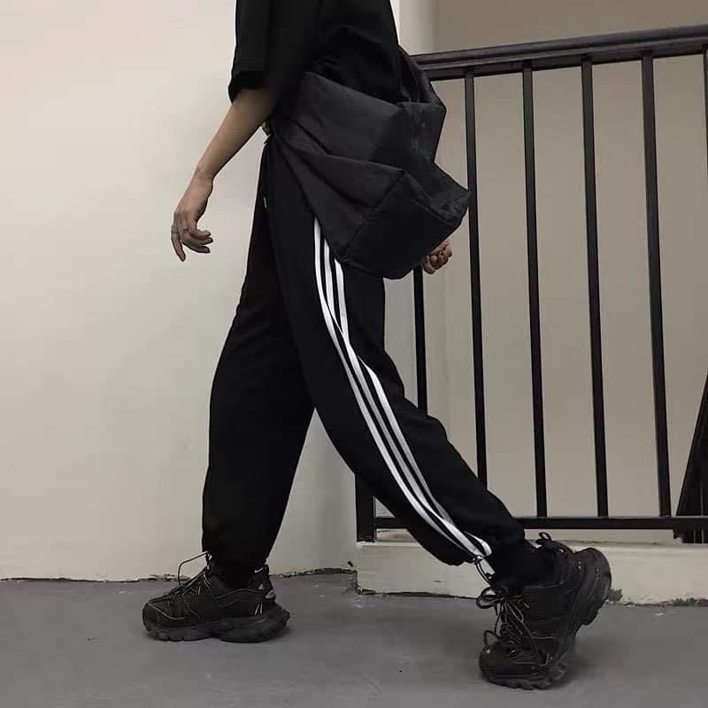 Quần thể thao sọc 1 mí/3 sọc rút gấu unisex chất nỉ tàu dày (annstore)