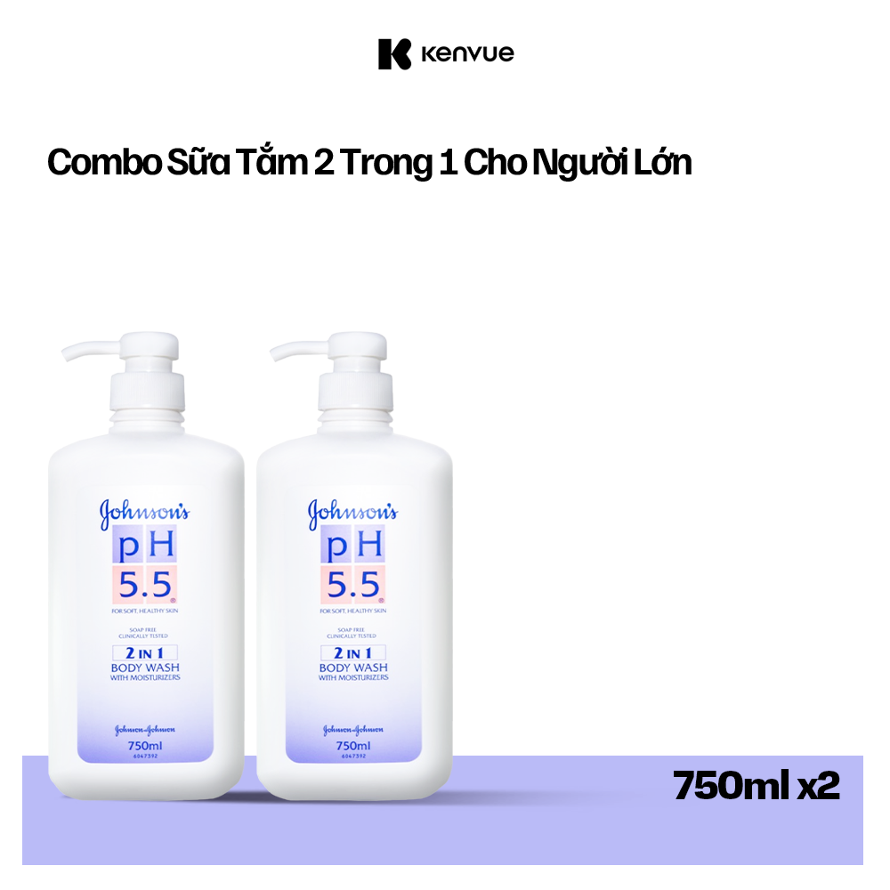 Combo 2 Sữa Tắm Người Lớn 2 Trong 1 Johnson's Adult Ph5.5 - Dung Tích 750mlx2