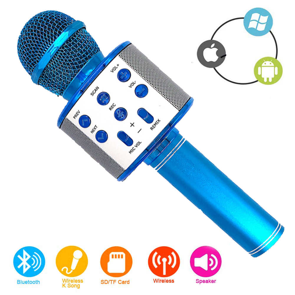 Micro Karaoke Không Dây Tích Hợp Loa Bluetooth WS 858 - Thiết Kế Độc Đáo, Bắt Tiếng Cực Nhạy, Âm Loa Chất Lượng, Hỗ Trợ Nghe Qua Thẻ Nhớ, Tai Nghe