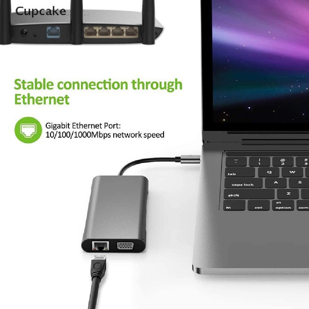 Bộ Hub Chuyển Đổi 10 Trong 1 USB-C Sang USB 3.0 Hub 4K HDMI RJ45 Ethernet VGA SD TF OTG
