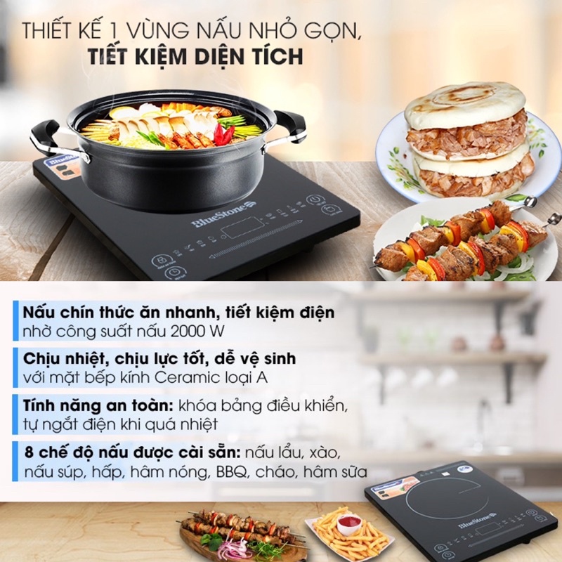 Bếp Từ BlueStone ICB-6619 Công Suất 2000W , Mặt Kính Ceramic , Hàng Chính Hãng
