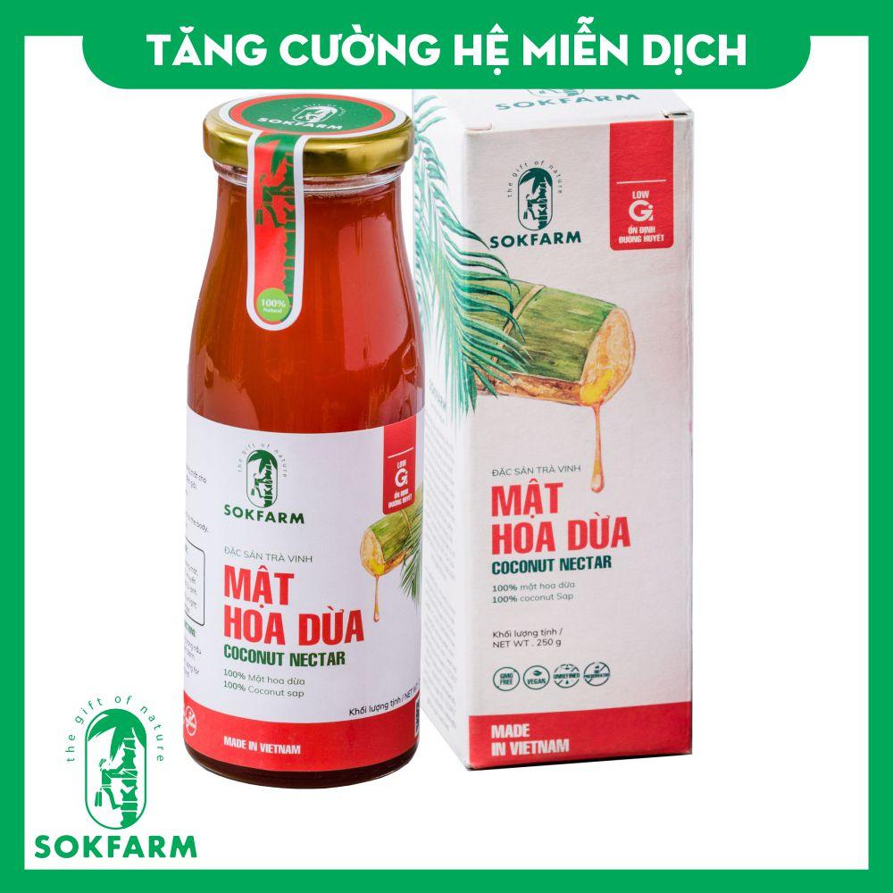 Mật Hoa Dừa - Sokfarm [250gr] - Đặc Sản Trà Vinh - Thực Phẩm Bổ Sung Chất Diện Giải - Gia Vị Cho Các Món Ăn, Sinh Tố, Nước Giải Khát - Thay Thế Đường, Mật Ong - Chứng Nhận An Toàn Vệ Sinh Thực Phẩm