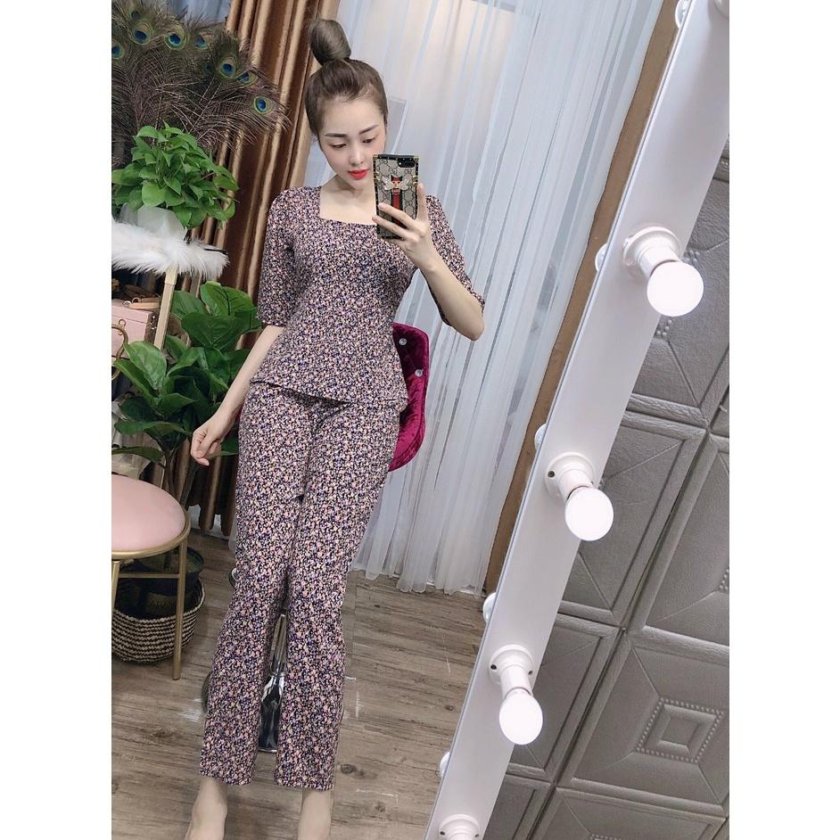 Đồ bộ nữ pijama lụa đẹp dễ thương lụa satin tay ngắn quần dài mặc nhà đồ ngủ ESHOP ST01