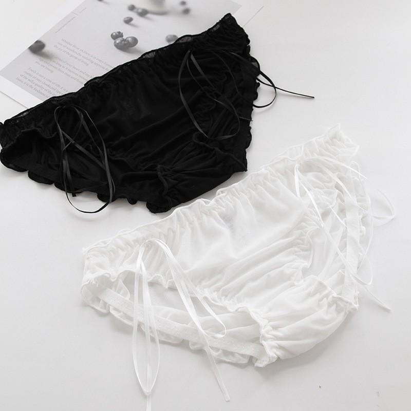 Quần lót ren mỏng phối nơ dây nhún nữ tính sexy gợi cảm S058 Sherry Store