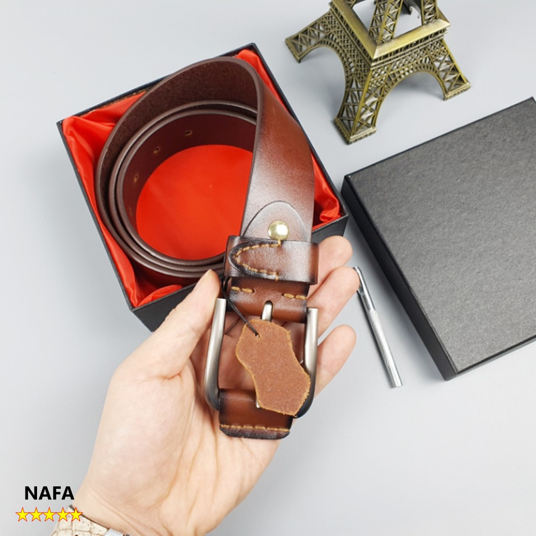Thắt lưng da bò thật, Dây lưng da thật 1 lớp NAFA BL114 khóa kim bản 36mm sang trọng, thời trang - Màu Đen/Nâu, BH 3 Năm