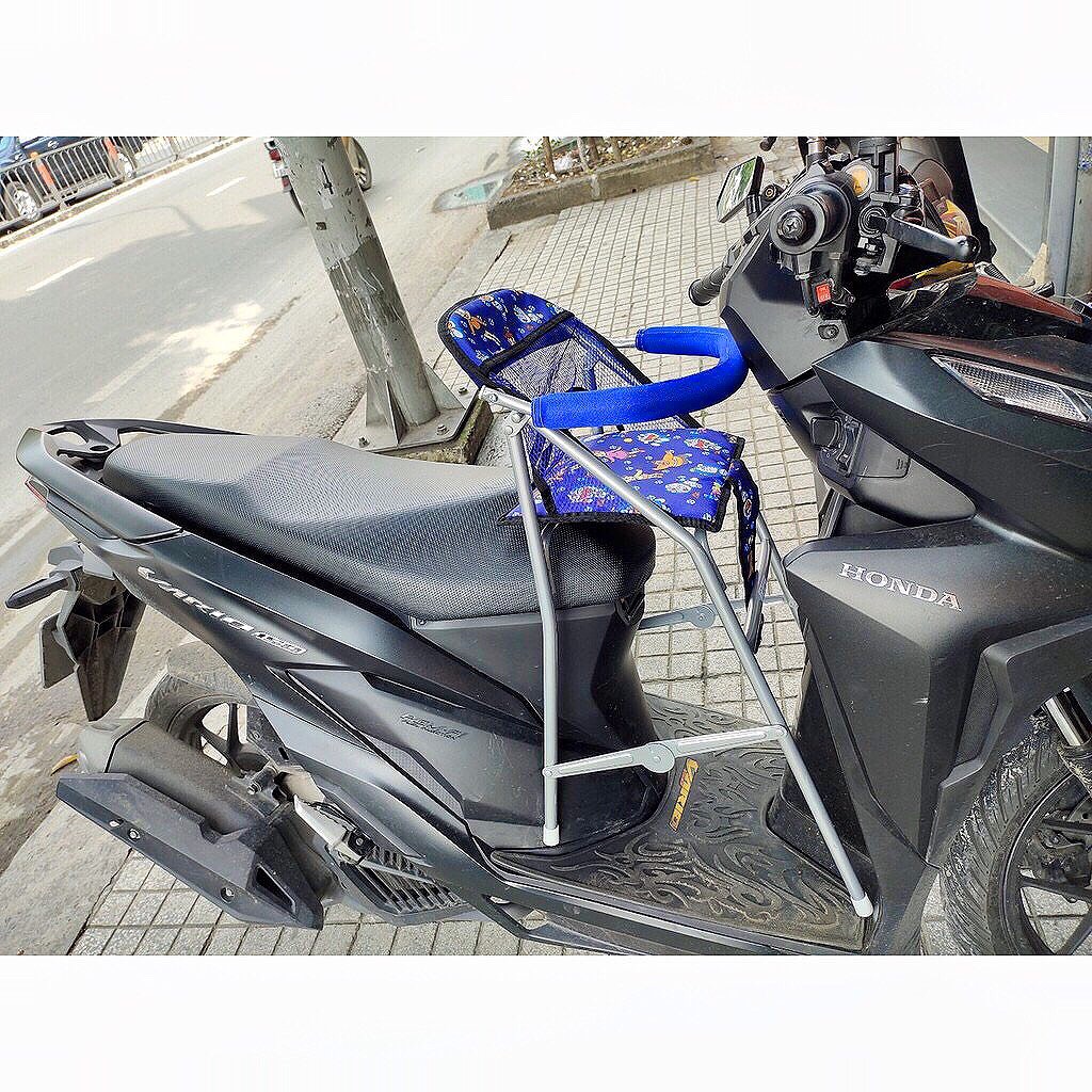 Ghế ngồi xe tay ga cho bé , GHẾ GA XẾP SẮT SƠN TĨNH ĐIỆN CÓ DÂY ĐAI