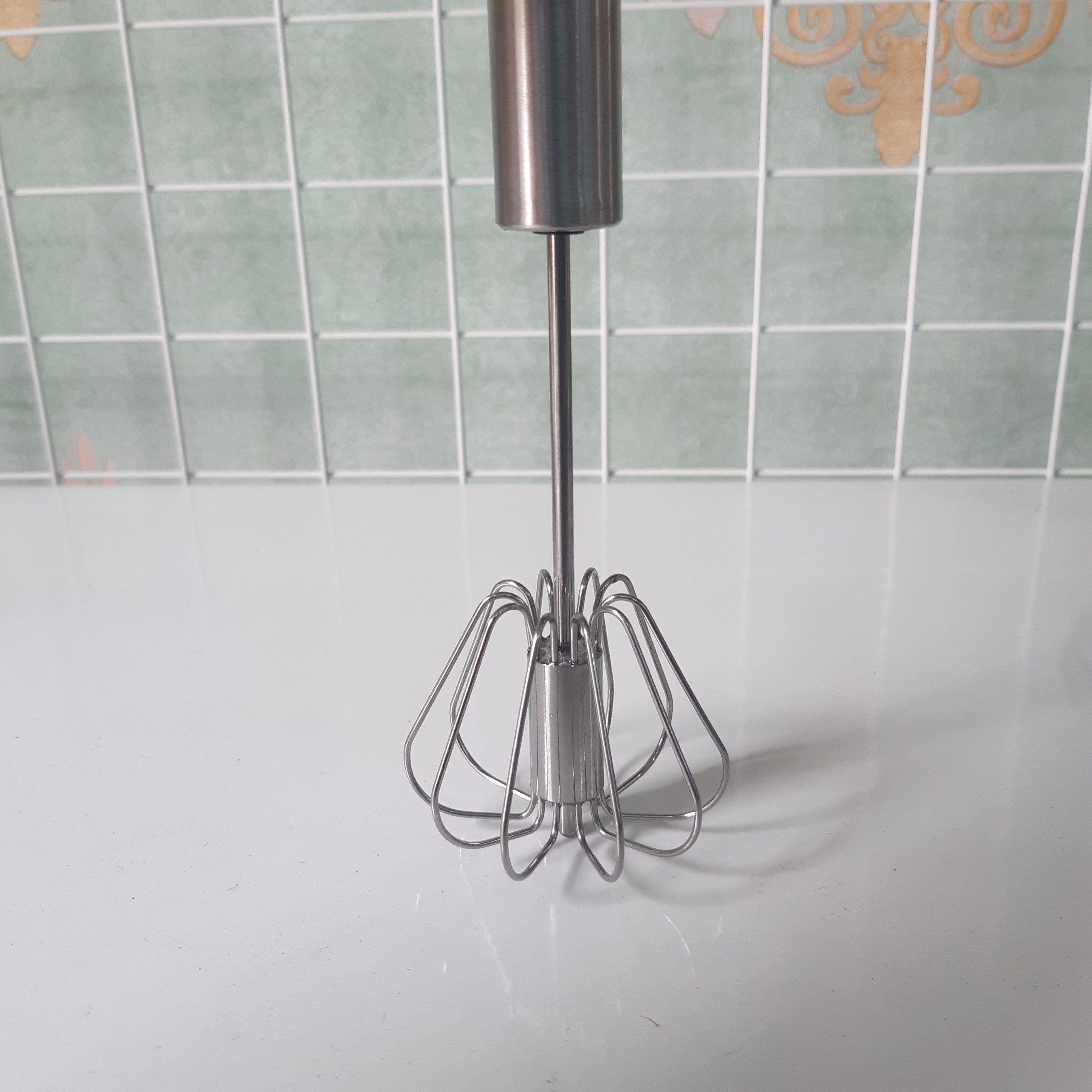 Cây đánh trứng Inox tự xoay tiện lợi dài 25cm