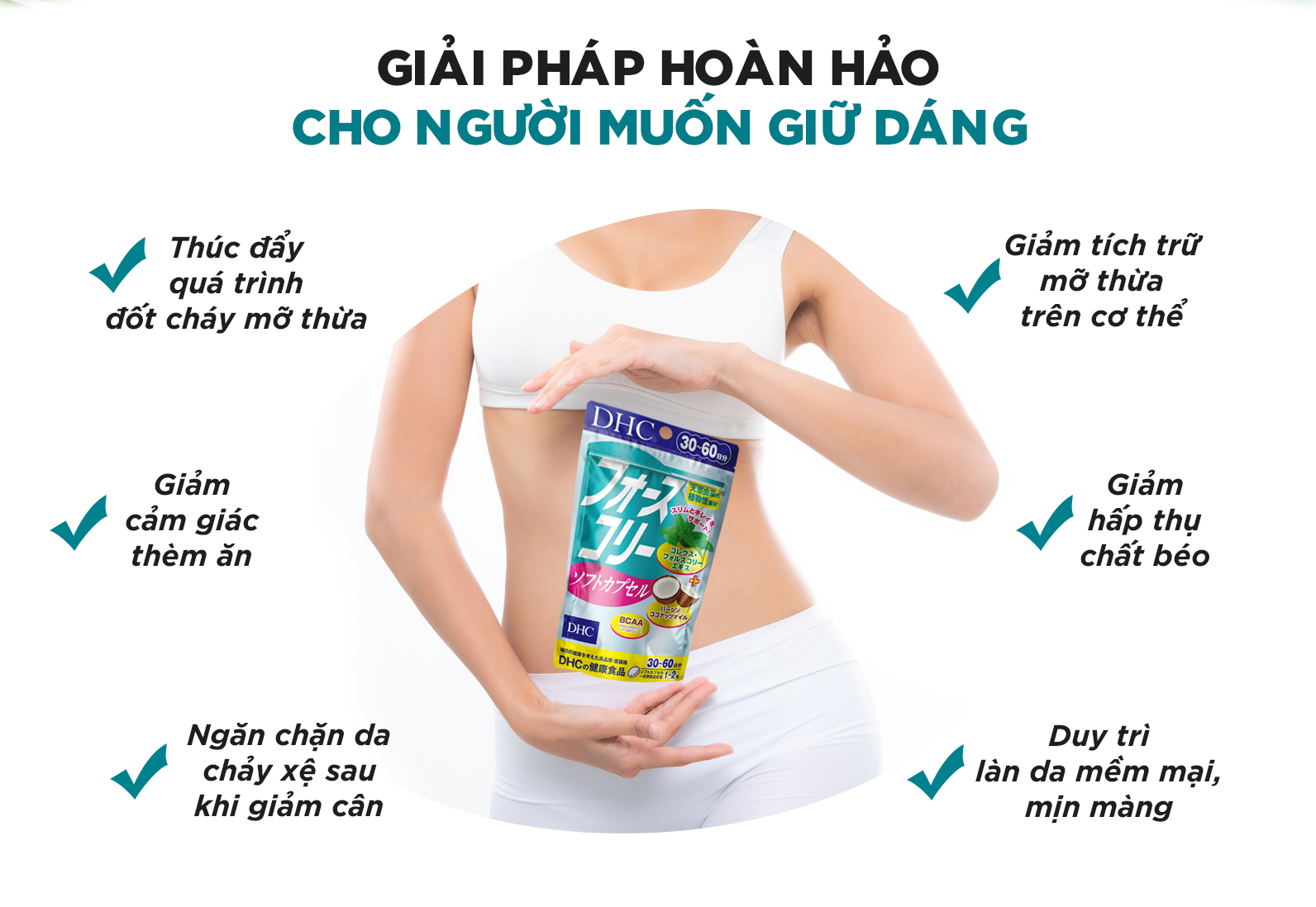 Viên Uống DHC Forskohlii Soft Capsule Giúp Dáng Thon Gọn, Săn Chắc