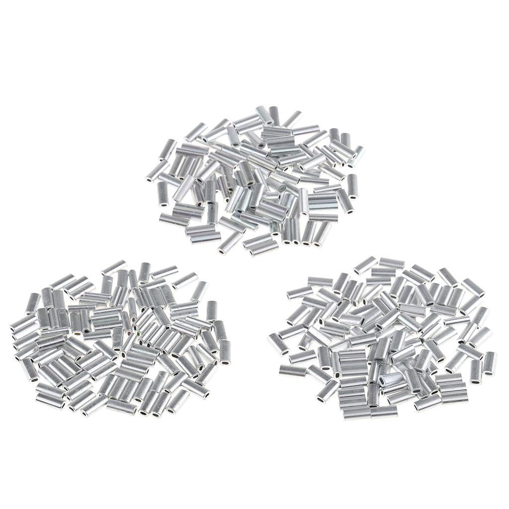 200 Pieces 1.2mm-1.5mm Inside Diameter Fishing Wire Leader Crimps Single Barrel Crimping Sleeves Aluminum Tube Connector Fishing Tackle Kit