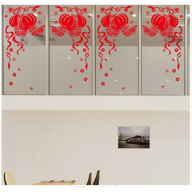 Decal trang trí tết - Lồng đèn nhỏ đỏ chúc xuân