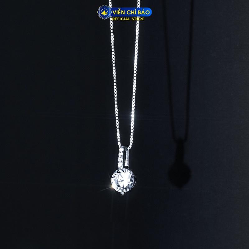 Dây chuyền bạc nữ đá tròn lấp lánh chất liệu bạc 925 thời trang phụ kiện trang sức nữ Viễn Chí Bảo D400483