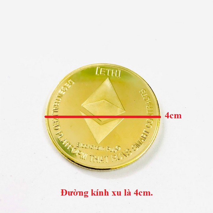 Xu kỷ niệm Ethereum Vàng Dùng để sưu tầm, giải trí trang trí bàn sách, bàn làm việc, làm quà tặng dễ thương ý nghĩa, kích thước 4cm, màu vàng - TMT Collection - SP005310