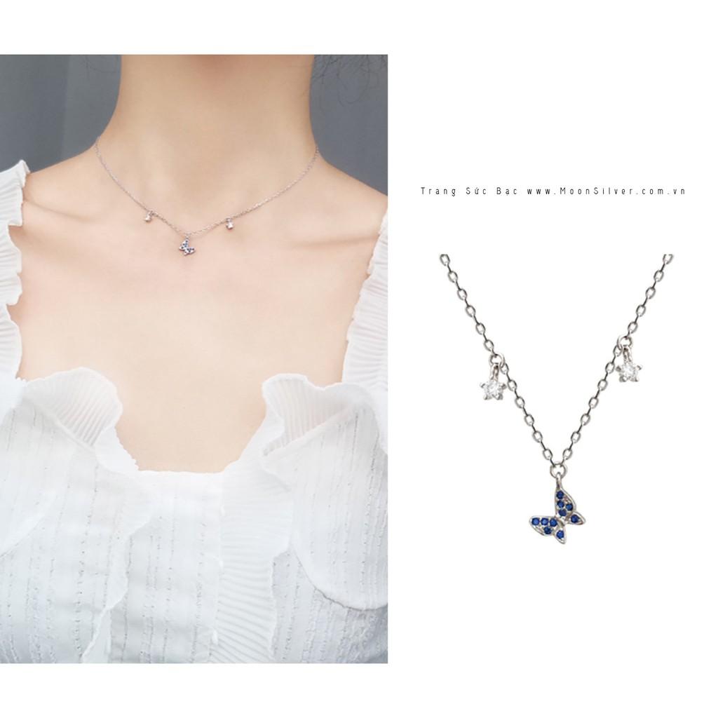 Dây chuyền bạc nữu moonsilver, vòng cổ bạc s925 cánh bướm xanh butterfly