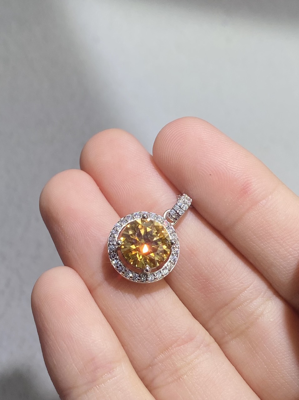 Dây cổ Bạc 925 xi Kim viên chủ Kim Cương nhân tạo Moissanite hạt 3.0carat (9.3mm) -  N30.9.7.6