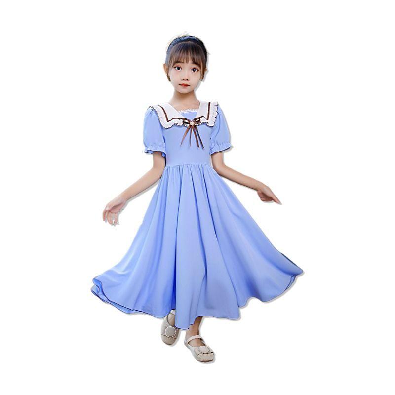 CHENGRUI Cô gái búp bê cổ Pháp ngọt ngào đầm Mid-boy siêu tiên khí chất thiếu nữ hải quân cổ váy đầm dài