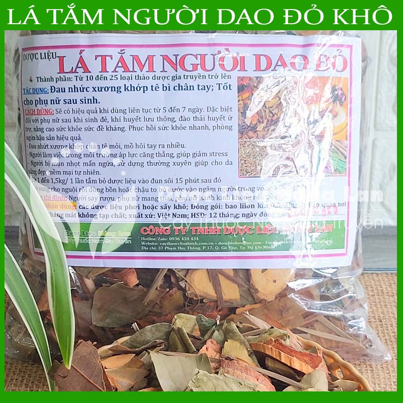 Lá Tắm Người Dao Đỏ khô sạch đóng gói 500gram