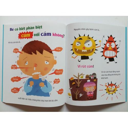 Sách Ehon Nhật Bản:Các bệnh thường gặp-Cảm và cúm, say nắng, dị ứng, chân tay miệng, ngộ độc thức ăn (5 cuốn)