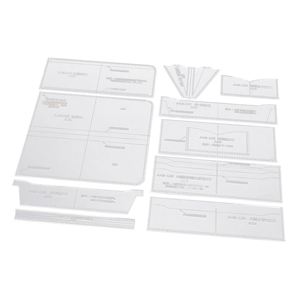 10 Pieces Acrylic Billfold Stencil Template Set for Women Men Unisex, Wallet