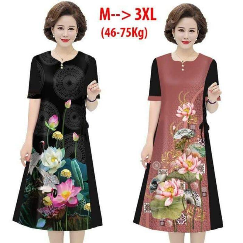 ĐẦM SUÔNG IN HỌA TIẾT ĐÍNH HẠT ĐAN DÂY 2 BÊN