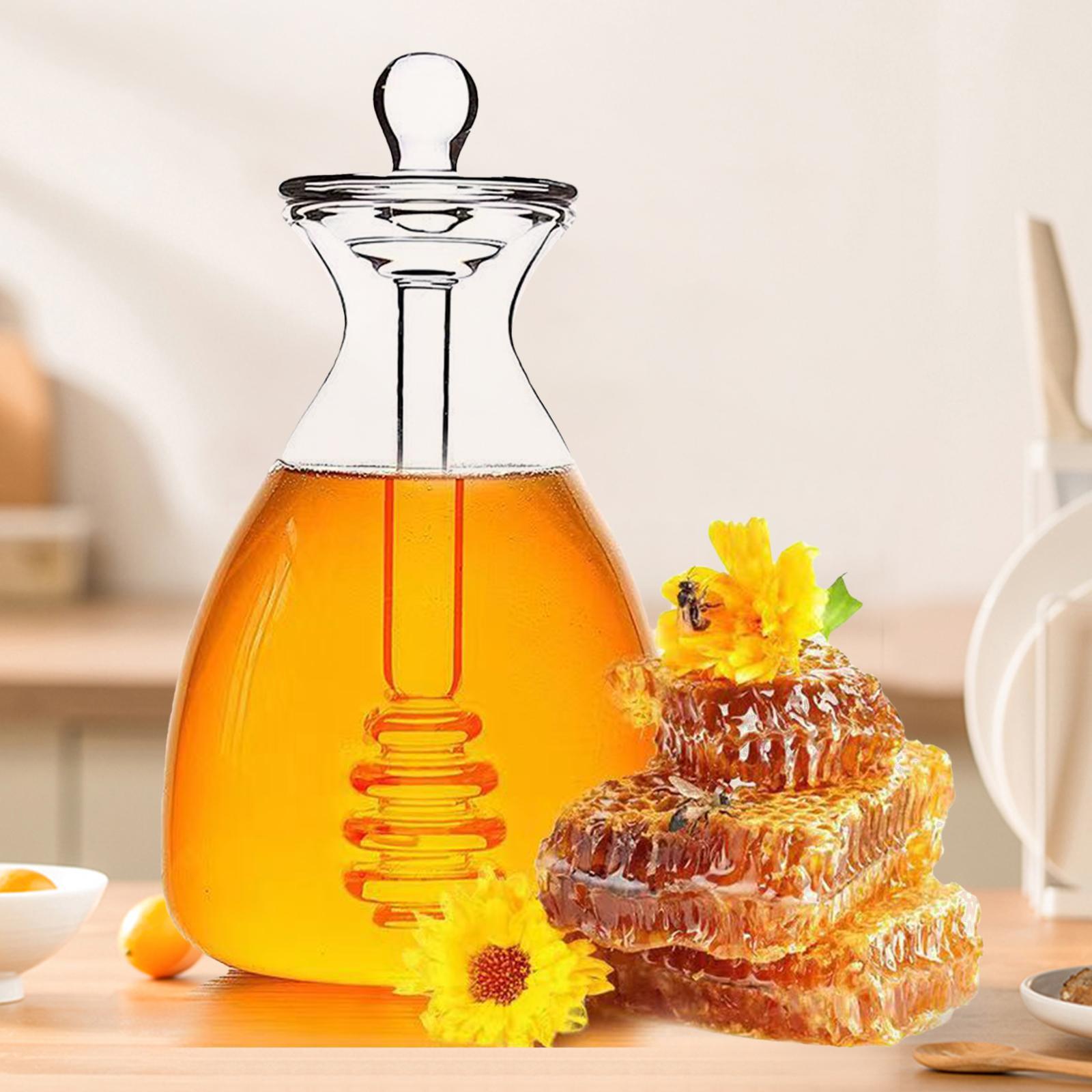 Glass Honey Pot Dispenser Clear Honey Bee Pot for Home Wedding Party Kitchen