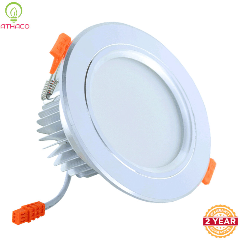 Đèn led 7W âm trần viền nhôm ánh sáng vàng/3 chế độ  028