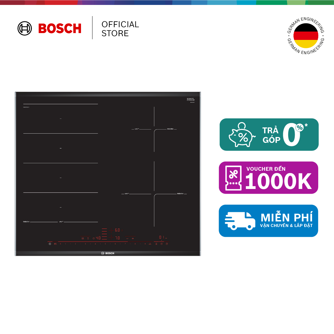 Bếp từ Bosch 4 vùng nấu PXE675DC1E - Series 8 (60cm) - Hàng chính hãng