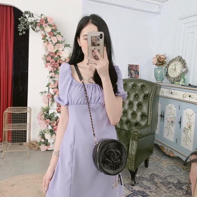 Đầm Nữ, Váy Đũi Tím Nhúm Ngực (có ảnh thật+video)