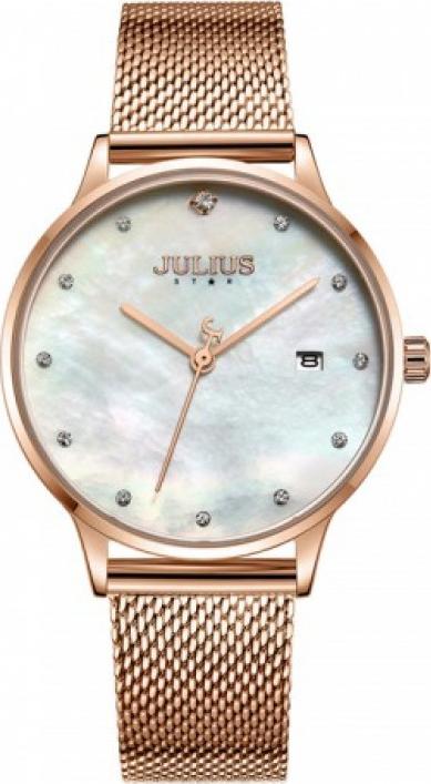 ĐỒNG HỒ NỮ JS-004B JULIUS STAR HÀN QUỐC MẶT XÀ CỪ (ĐỒNG M.TRẮNG)