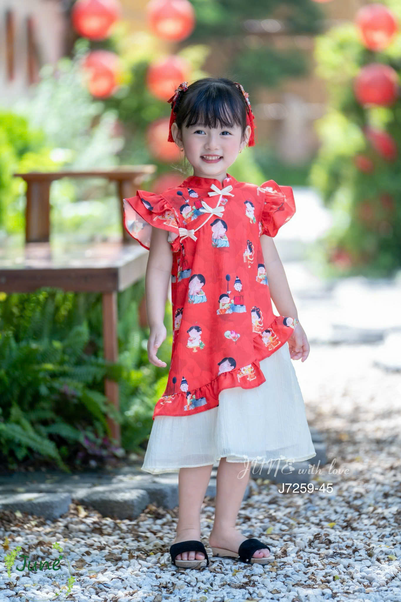 Đầm công chúa sườn xám cho bé gái diện lễ tết trung thu size 12-40kg hàng thiết kế