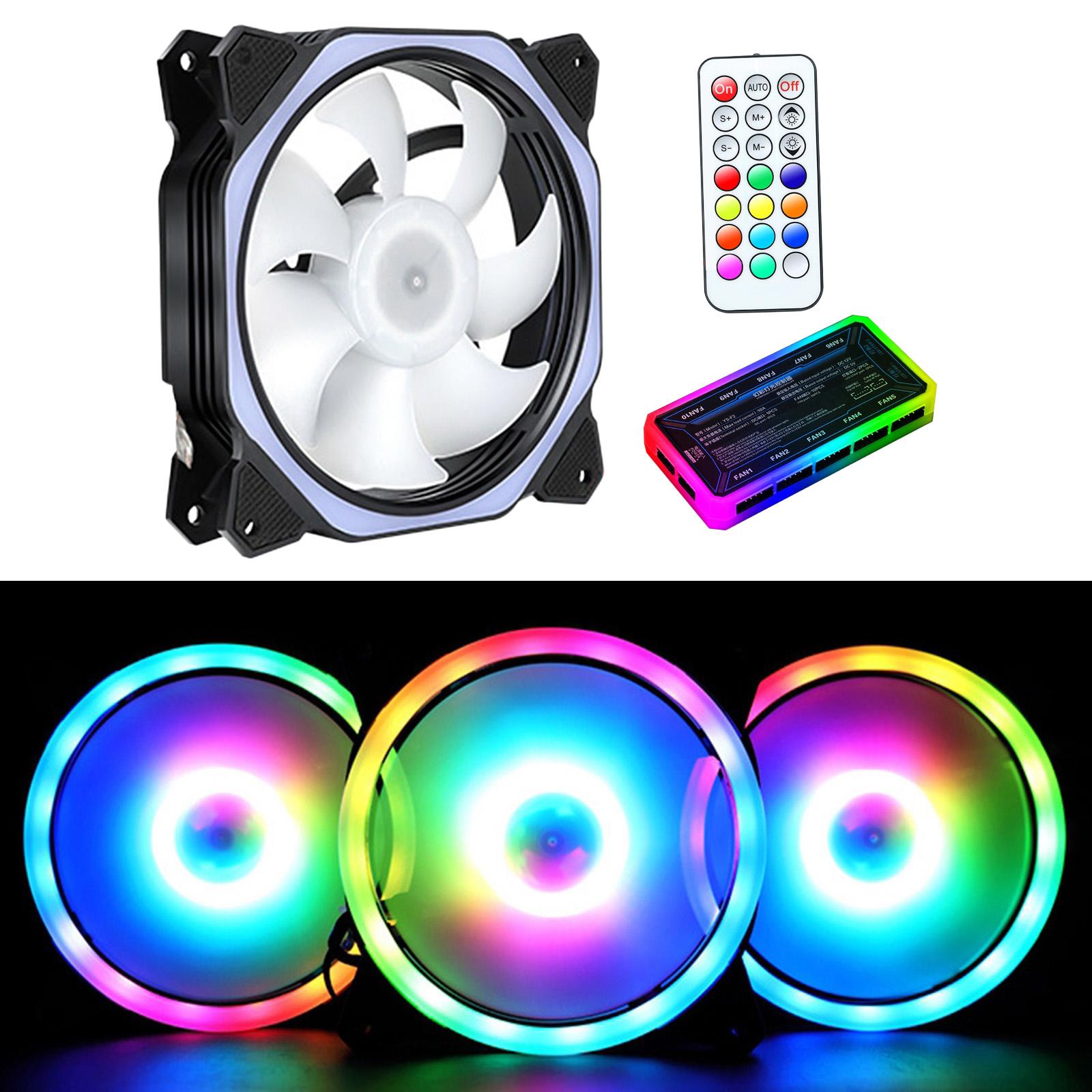 Case Fan RGB Lighting 120mm with Independently-Controlled LEDS, Absorbing Rubber Pads, PWM Static Pressure for Computer Case & Liquid Radiator