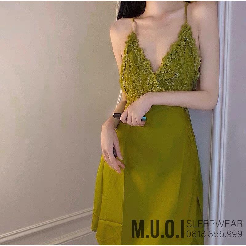 Váy ngủ sexy QUẢNG CHÂU-SX 112-Váy ngủ lụa phối ren kèm mút sexy hot hit QUẢNG CHÂU - hàng có sẵn(video+ ảnh)
