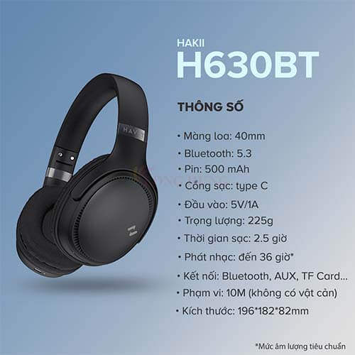 Tai nghe chụp tai Bluetooth Havit H630BT - Hàng chính hãng