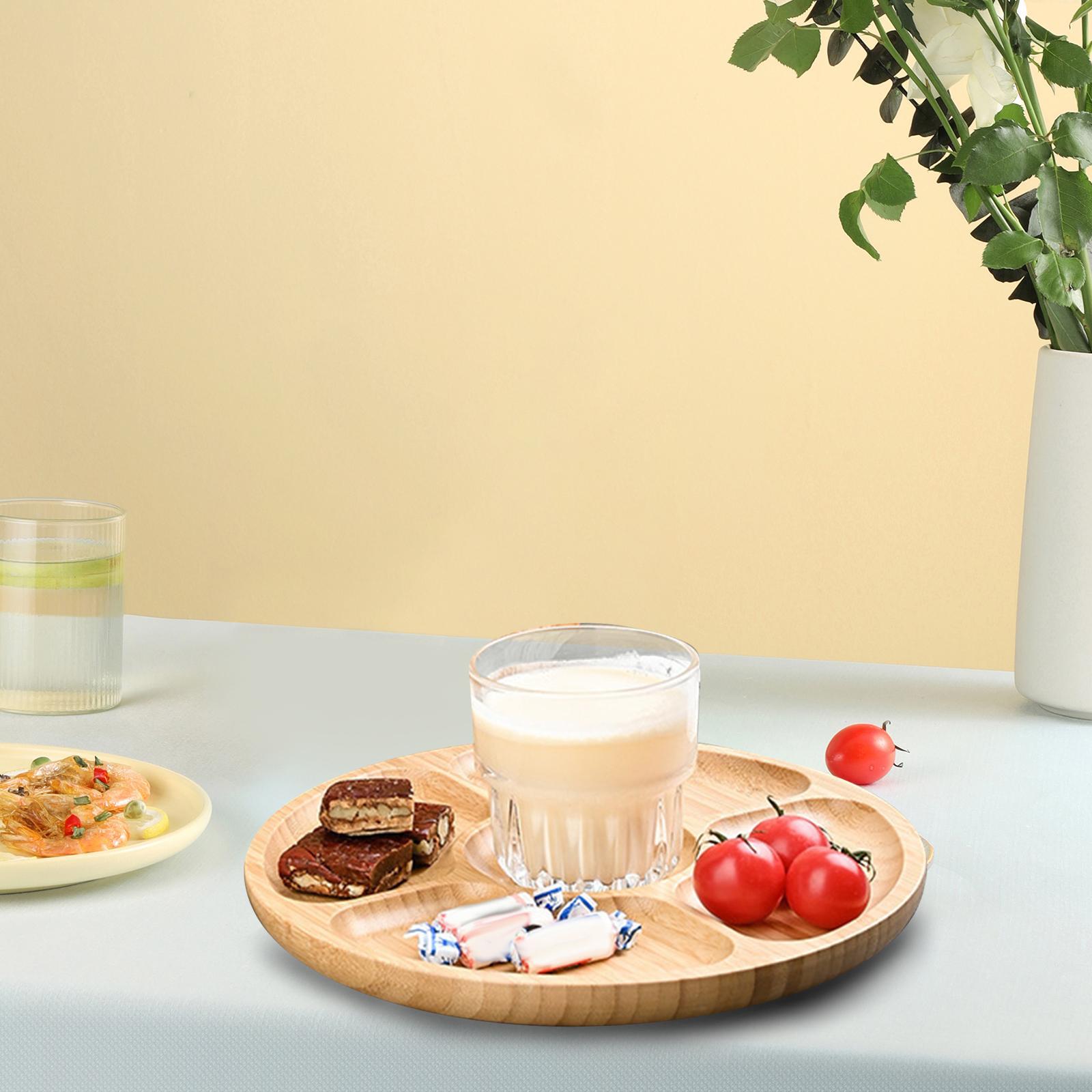 Wooden Tray with 5 Compartments Wooden Food Tray for Candies Party Appetizer