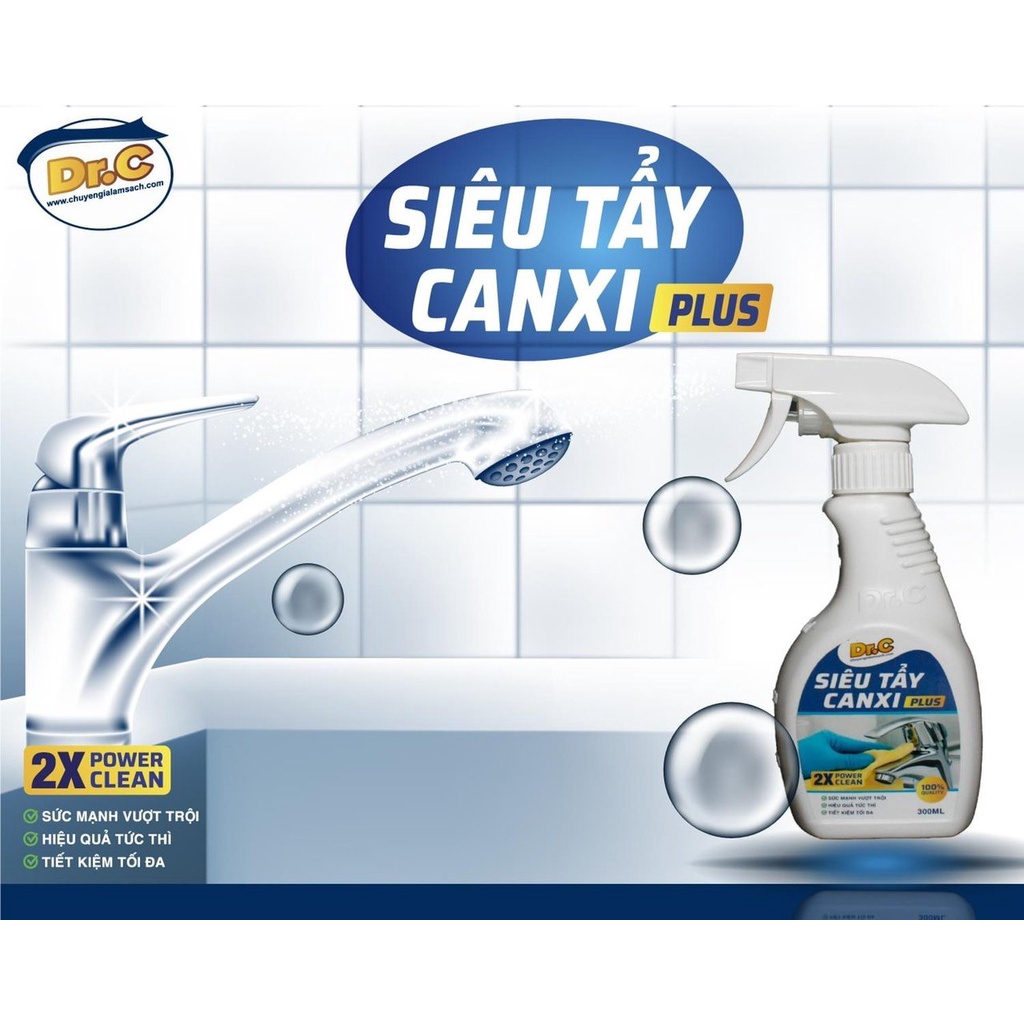 Chai Xịt Làm Sạch Nhà Tắm Siêu Tẩy Cặn Canxi Nhà Tắm, Tẩy Sạch Vòi Inox, Đốm Nước Trên Vách Kính, Bồn Sứ Dung Tích 300ml