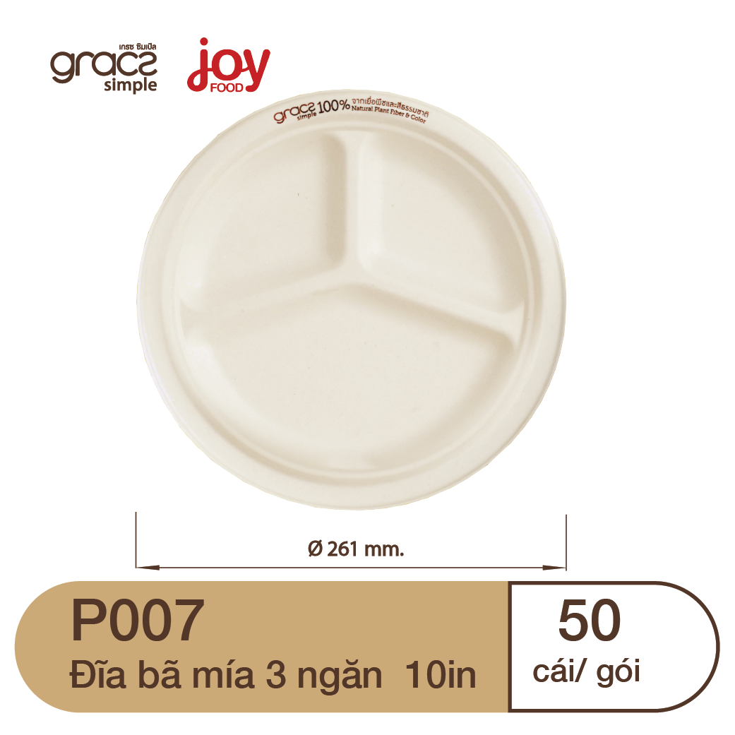 50 đĩa bã mía Gracz Thái Lan 3 ngăn 10in