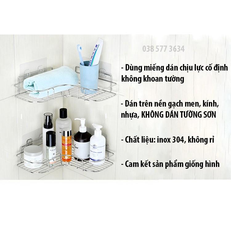 Kệ Góc Dán Tường Inox 304, Kệ Góc Nhà Tắm, Kệ Góc Nhà Bếp Dán Tường Siêu Chắc Chắn