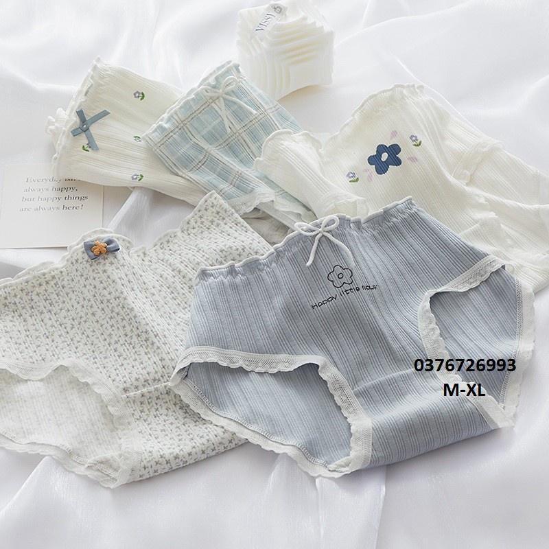 Quần Lót Nữ Cotton Hoa Phối Ren Ngang Eo . Hàng Loại Đẹp.