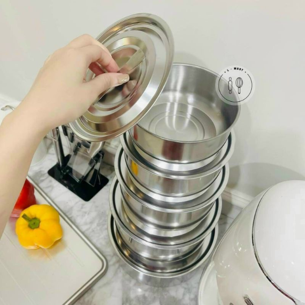 Bộ 5 nồi inox cao cấp không quai có nắp đậy đủ kích thước