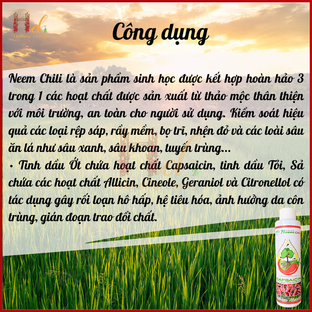 Neem Chili Chất Bám Dính Sinh Học 150ml - Điền Trang Trừ Sâu Rầy Bọ Trĩ