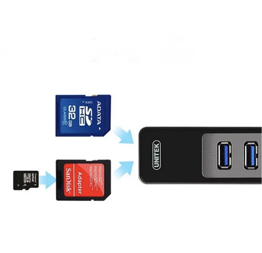 HUB USB 3P 3.0 + SD UNITEK + OTG Y-3048A  HÀNG CHÍNH HÃNG