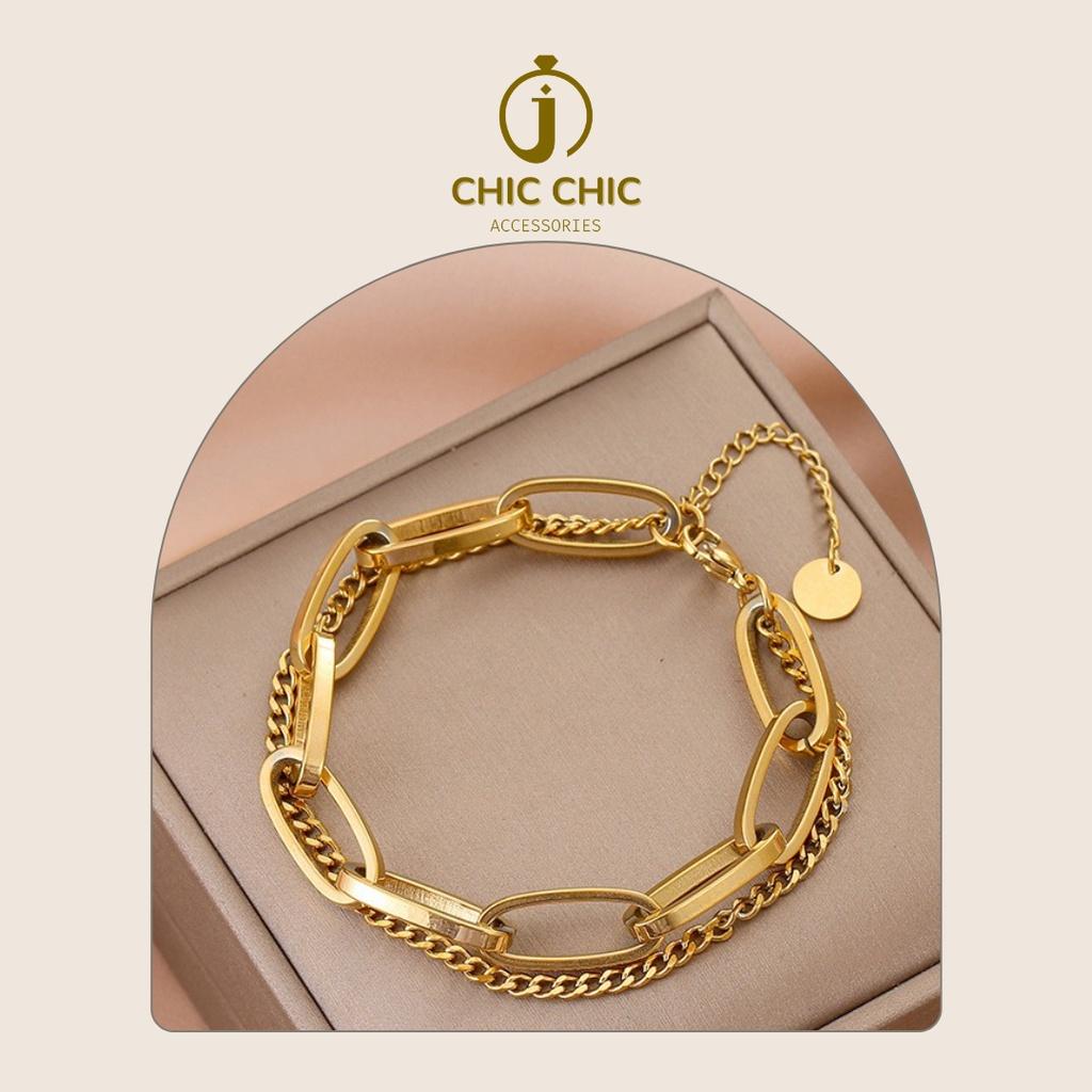 Lắc Tay TiTan Mạ Vàng 18K Hai Lớp Mặt Hàn Quốc Dễ Thương Thời Trang Nữ | Lắc Tay CHIC CHIC 2C22