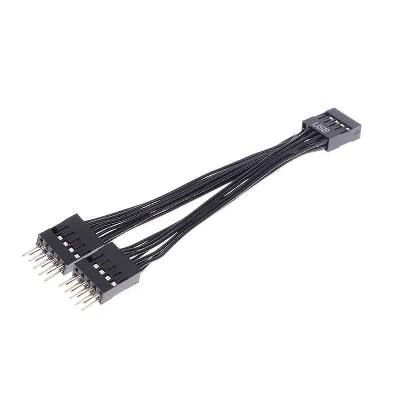1PC Máy tính Bo mạch chủ USB Cáp mở rộng 9 pin 1 nữ đến 2 nam Y Slepter Audio Audio HD Cáp mở rộng cho PC DIY 12cm
