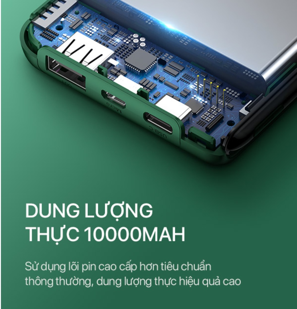 Pin Sạc Dự Phòng ROBOT RT180 10000mAh Thiết Kế Nhỏ Gọn 1 Cổng USB Và 1 Cổng Micro/Type-C - Hàng Chính Hãng