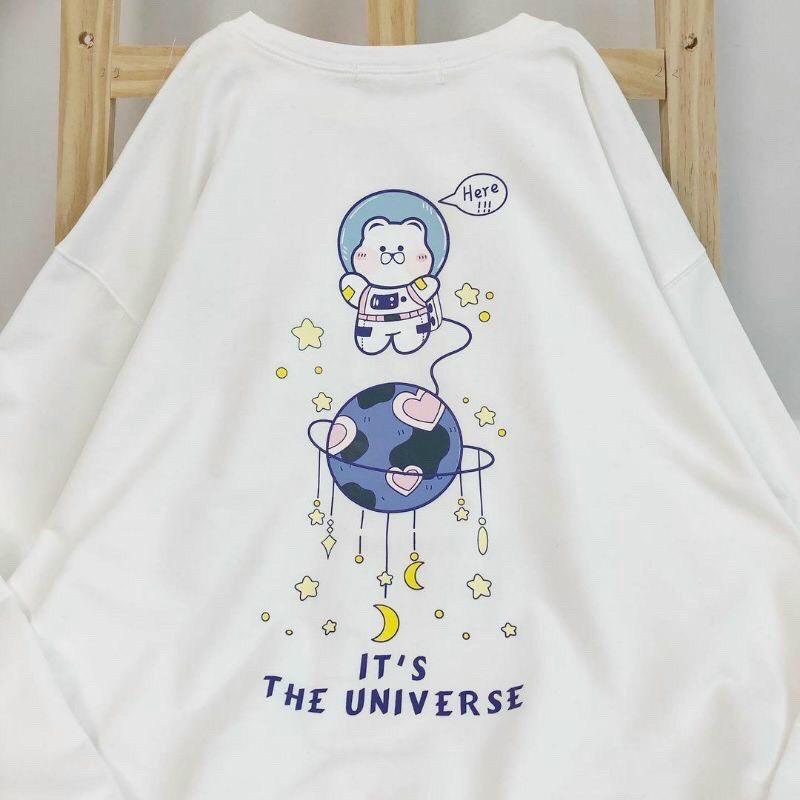 Áo sweater nỉ unisex form rộng Gấu Du Hành nam nữ phong cách ulzzang Wind