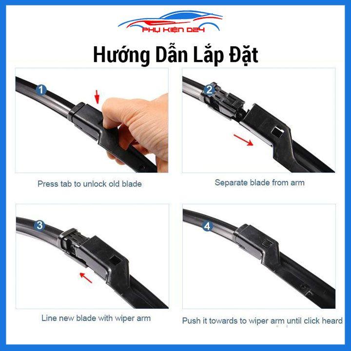 Cần gạt mưa Silicon theo xe Ford Ranger 2013-2022 đủ phụ kiện lắp gạt nước phía trước kính lái