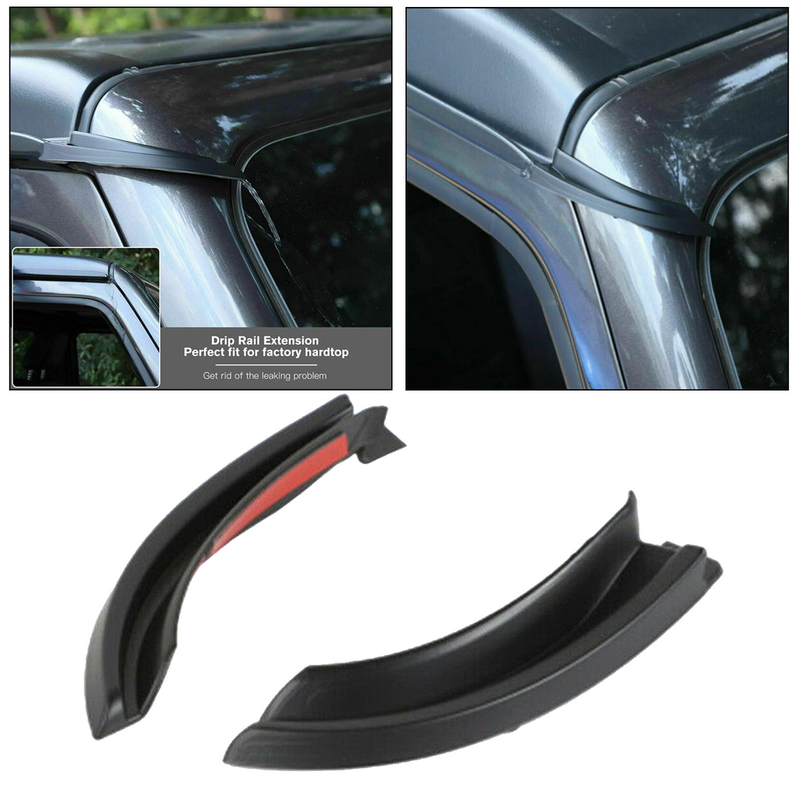 2 Pcs Water Rain Gutter Extension For Jeep Wrangler JL 2018 2019 2020 Black